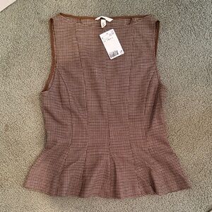 Isabel Marant pour H&M Brown Houndstooth Sleeveless Peplum Top